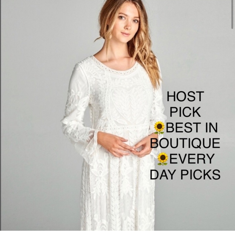 BEAUTIFUL & DELICATE BOHO CREAM FLORAL LACE MAXI DRESS/HIGH END QUALITY